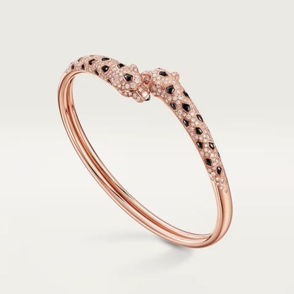 [OAKJURI Jewelry] PANTHERE DOUBLE HEADED HALF DIAMOND OPEN BRACELET