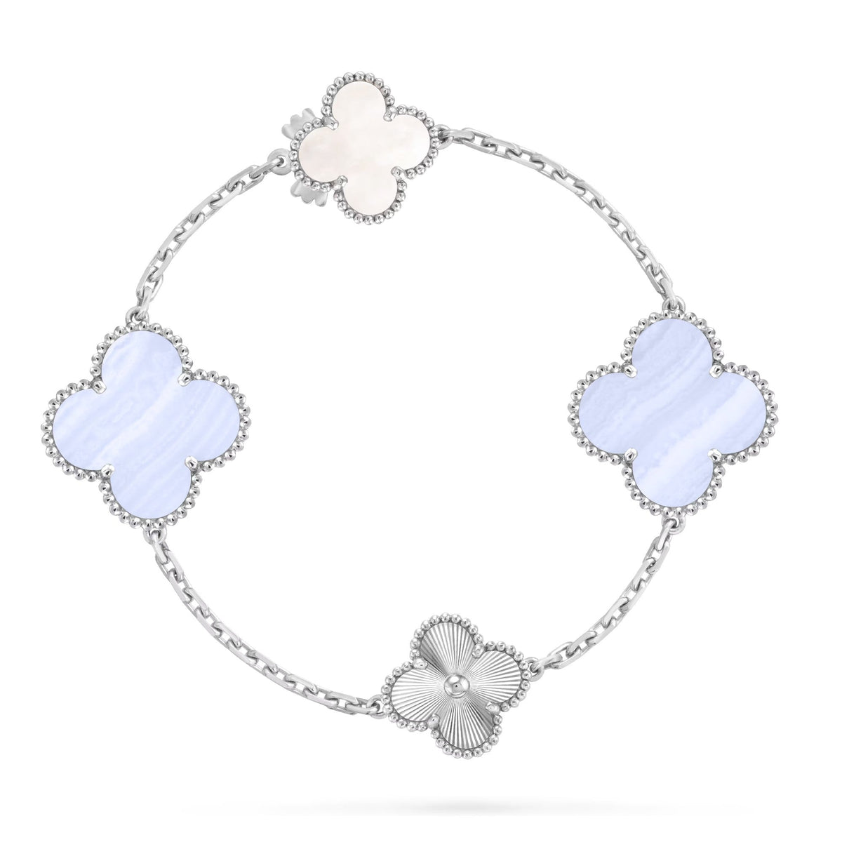 [OAKJURI Jewelry]DETACHABLE CLOVER 15(11+4) FLOWER SILVER NECKLACE SET