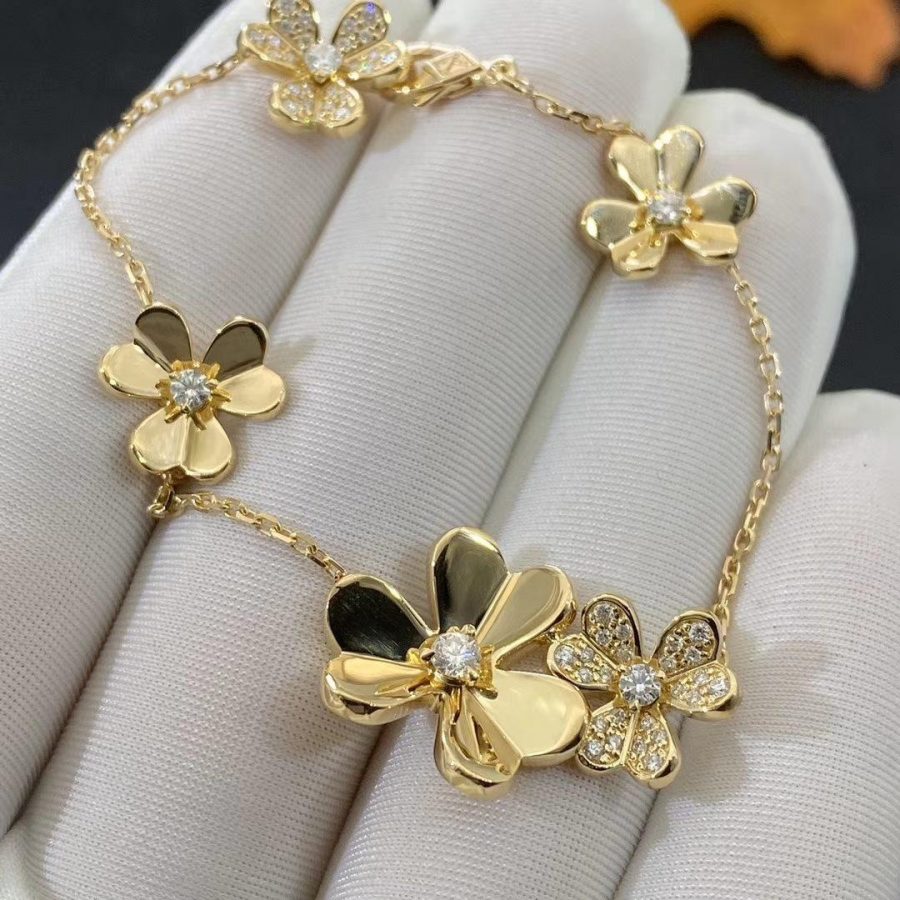 [OAKJURI Jewelry]FRIVOLE GOLD 5 FLOWERS BRACELET
