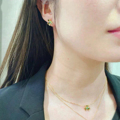 [OAKJURI Jewelry]FRIVOLE  FLOWER MALACHITE EARRINGS
