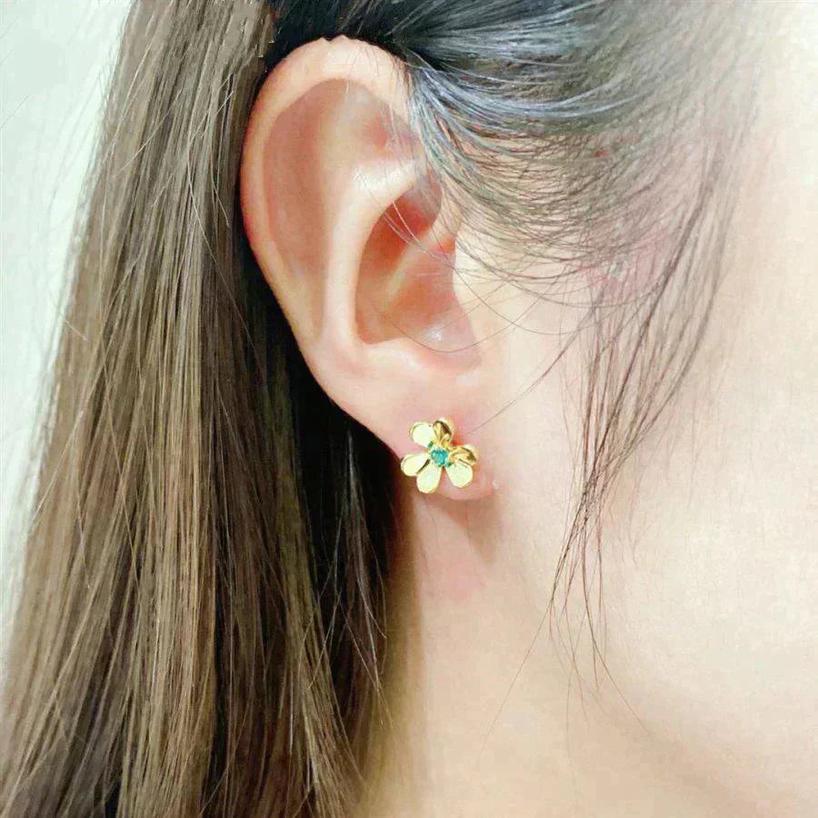 [OAKJURI Jewelry]FRIVOLE  FLOWER MALACHITE EARRINGS