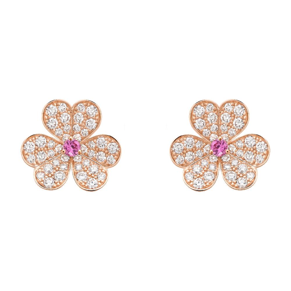 [OAKJURI Jewelry]FRIVOLE PINK GOLD FLOWER DIAMOND EARRINGS
