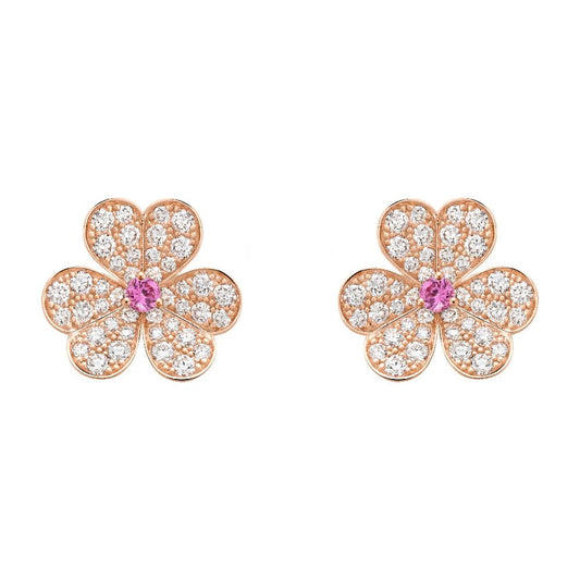 [OAKJURI Jewelry]FRIVOLE PINK GOLD FLOWER DIAMOND EARRINGS