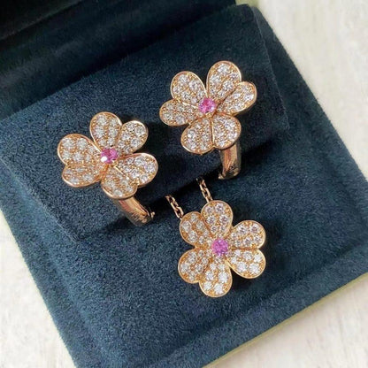 [OAKJURI Jewelry]FRIVOLE PINK GOLD FLOWER DIAMOND EARRINGS