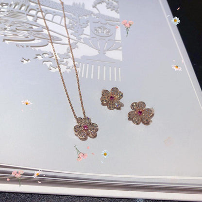 [OAKJURI Jewelry]FRIVOLE ROSE GOLD FLOWER DIAMOND NECKLACE