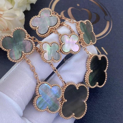 [OAKJURI Jewelry]CLOVER EARRINGS DARK MOP 4 MOTIFS ROSE GOLD