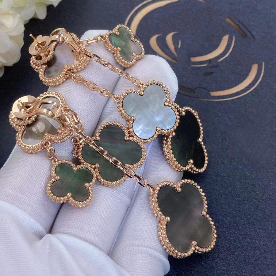 [OAKJURI Jewelry]CLOVER EARRINGS DARK MOP 4 MOTIFS ROSE GOLD