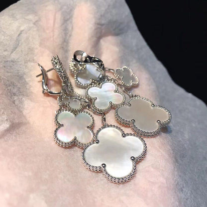 [OAKJURI Jewelry]CLOVER EARRINGS WHITE MOP 4 MOTIFS SILVER