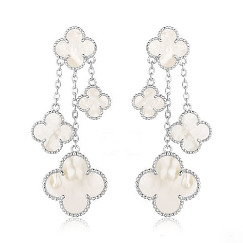 [OAKJURI Jewelry]CLOVER EARRINGS WHITE MOP 4 MOTIFS SILVER