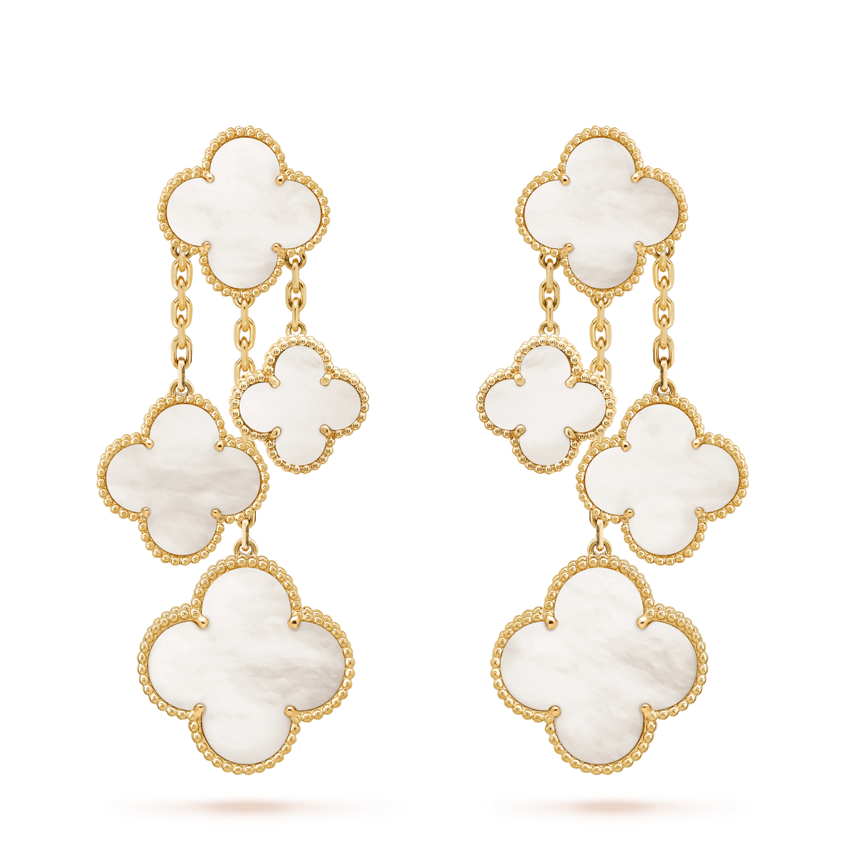 [OAKJURI Jewelry]CLOVER EARRINGS WHITE MOP 4 MOTIFS GOLD