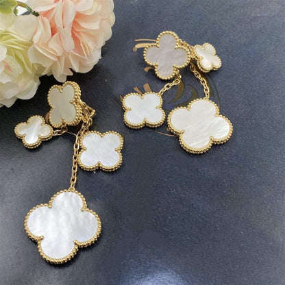 [OAKJURI Jewelry]CLOVER EARRINGS WHITE MOP 4 MOTIFS GOLD