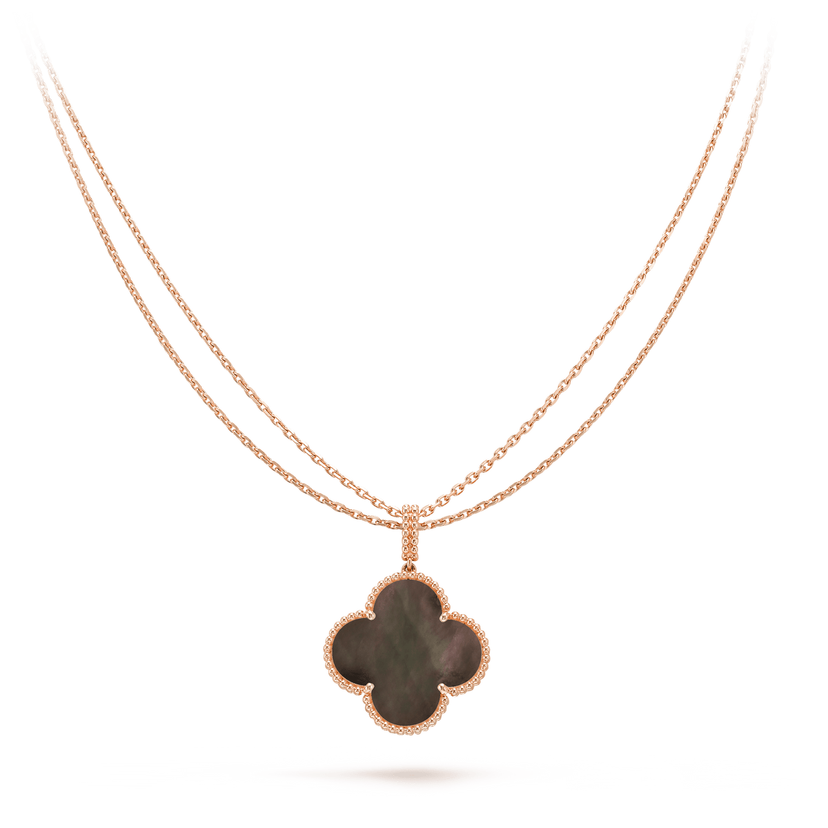 [OAKJURI Jewelry]CLOVER 25MM GOLD DARK MOP BIG CLOVER NECKLACE
