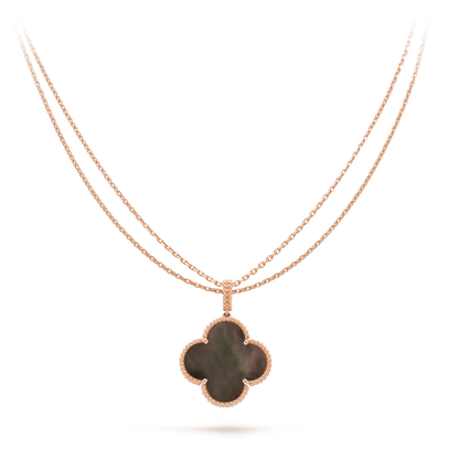 [OAKJURI Jewelry]CLOVER 25MM GOLD DARK MOP BIG CLOVER NECKLACE