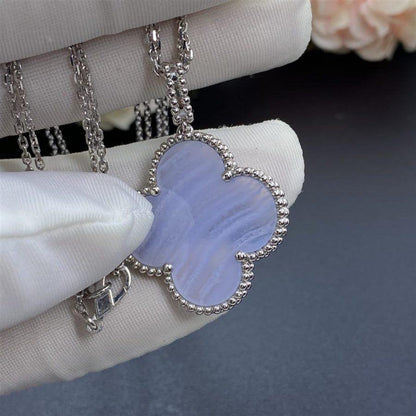 [OAKJURI Jewelry]CLOVER SILVER CHALCEDONY BIG CLOVER NECKLACE