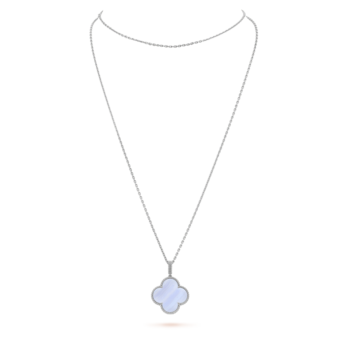 [OAKJURI Jewelry]CLOVER SILVER CHALCEDONY BIG CLOVER NECKLACE