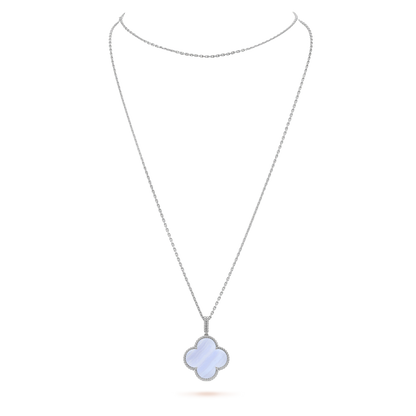 [OAKJURI Jewelry]CLOVER SILVER CHALCEDONY BIG CLOVER NECKLACE