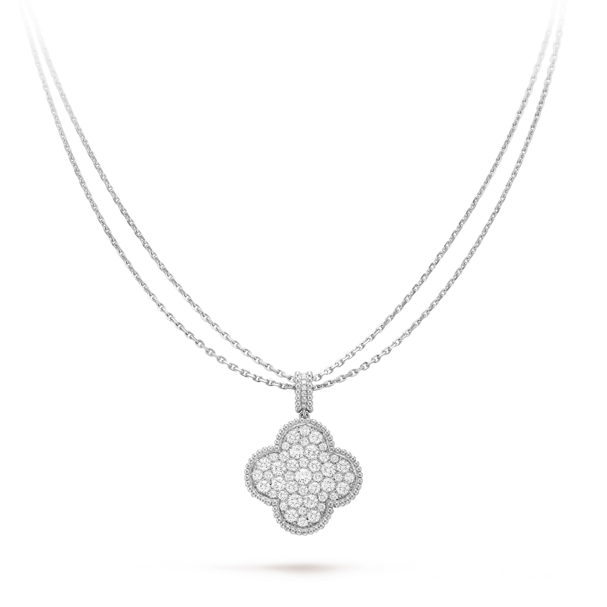 [OAKJURI Jewelry]CLOVER 25MM SILVER FULL DIAMOND BIG CLOVER NECKLACE