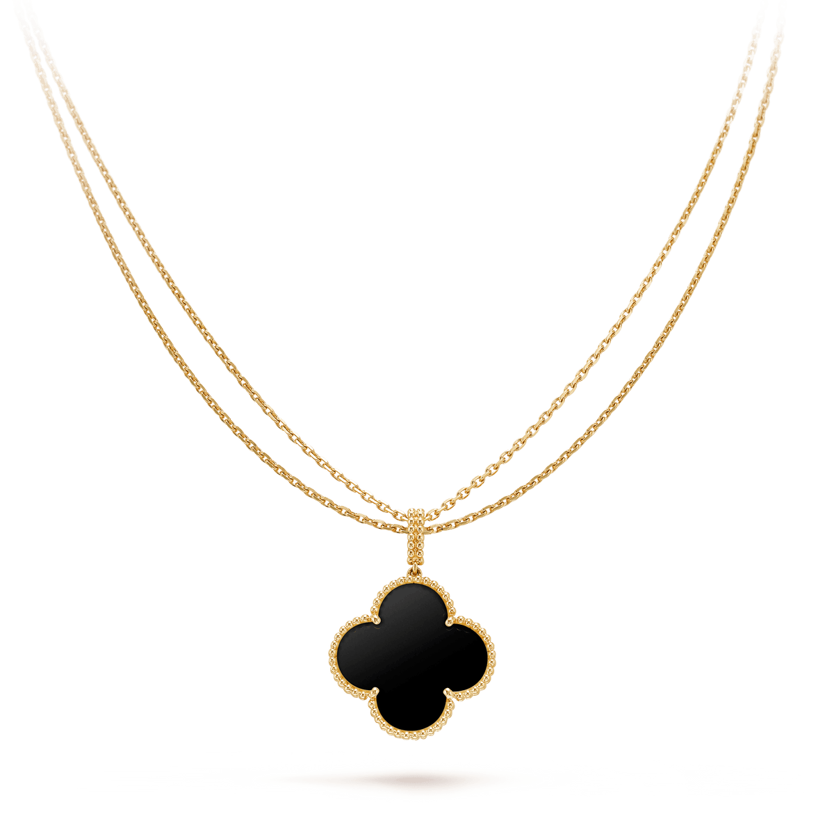 [OAKJURI Jewelry]CLOVER 25MM GOLD ONYX BIG CLOVER NECKLACE