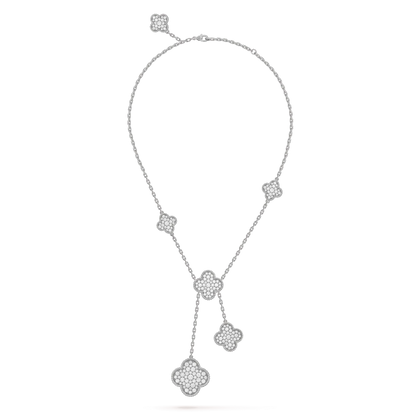 [OAKJURI Jewelry]CLOVER 5 MOTIFS SILVER DIAMONDS NECKLACE