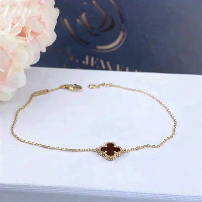 [OAKJURI Jewelry]CLOVER  CARNELIAN SINGLE FLOWER BRACELET