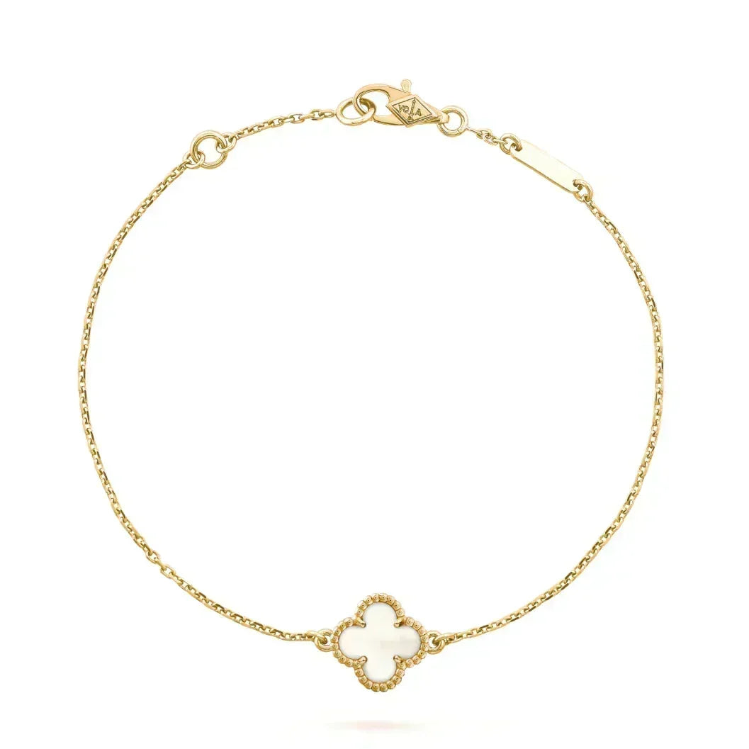 [OAKJURI Jewelry] Clover White Mother-of-Pearl & JUSTE Bracelet Stack Set