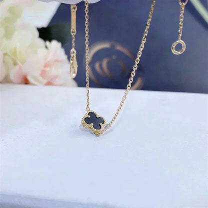 [OAKJURI Jewelry]CLOVER ONYX SINGLE FLOWER BRACELET