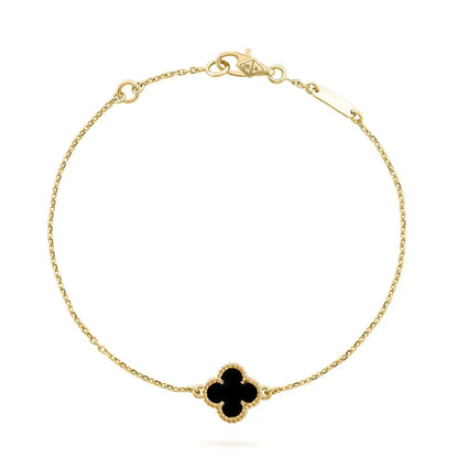[OAKJURI Jewelry]CLOVER ONYX SINGLE FLOWER BRACELET