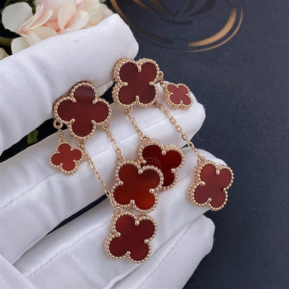 [OAKJURI Jewelry]CLOVER EARRINGS CARNELIAN 4 MOTIFS PINK GOLD