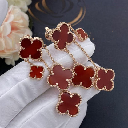 [OAKJURI Jewelry]CLOVER EARRINGS CARNELIAN 4 MOTIFS PINK GOLD