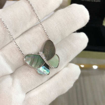 [OAKJURI Jewelry]LARGE BUTTERFLY SILVER PENDANT DIAMOND NECKLACE