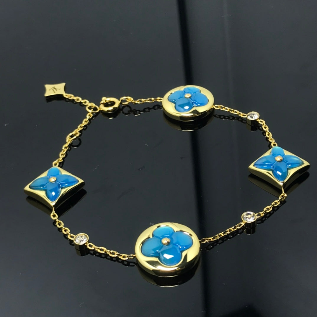 [OAKJURI Jewelry]STAR AND SUN 4 MOTIF BLUE BRACELET