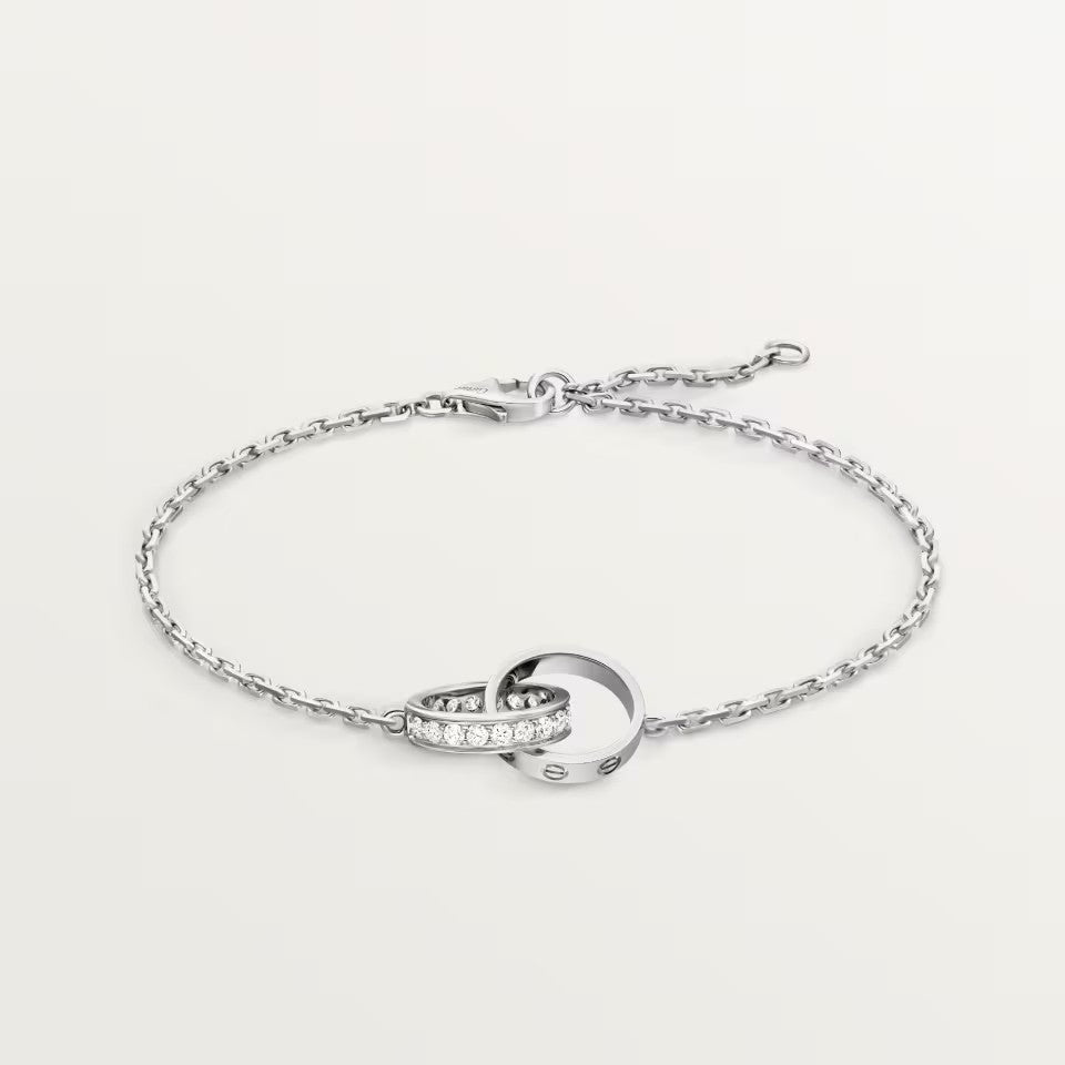 [OAKJURI Jewelry] LOVE DOUBLE RING HALF DIAMOND BRACELET