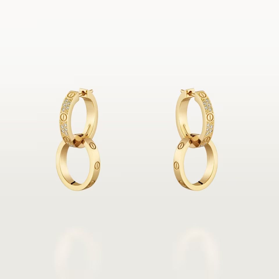 [OAKJURI Jewelry] LOVE 3.3MM DANGLE HALF DIAMOND EARRINGS